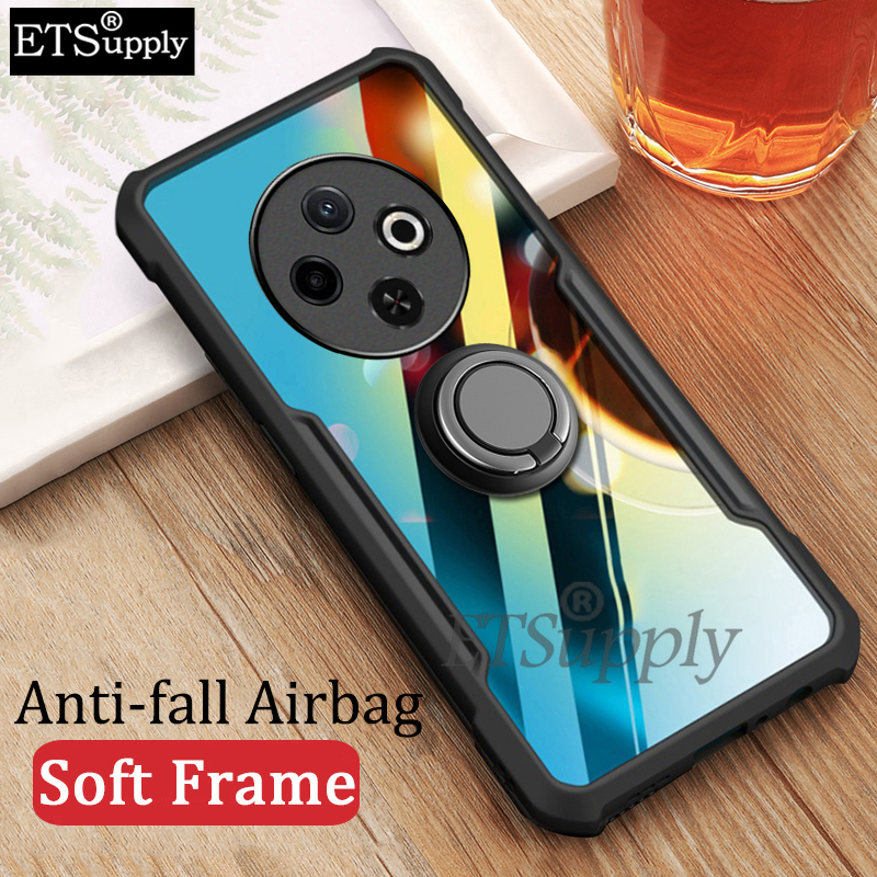 Phone case Tecno Spark 30C Hard Clear Transparent Shockproof Armor Car Adsorb Holder Ring Back Cover Tecno Spark 30C Case.