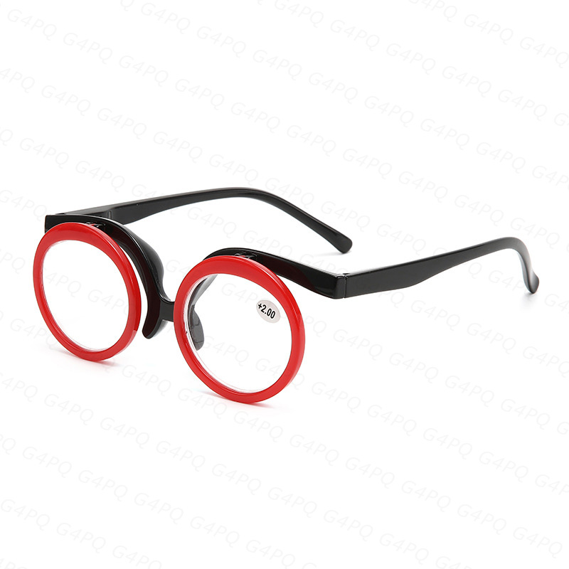 Diopter +100 to +350 flip up folding reading glasses for women men make up anti blue light presbyopic glasses 180° rotation frame