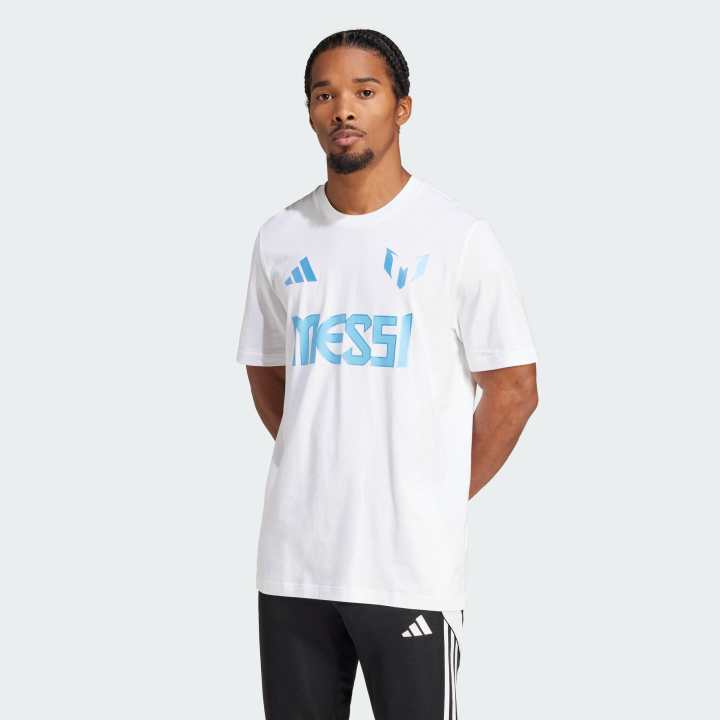 adidas Bóng đá Áo Thun Graphic Messi Kèm Tên Và Số Áo Nam trắng JJ1418