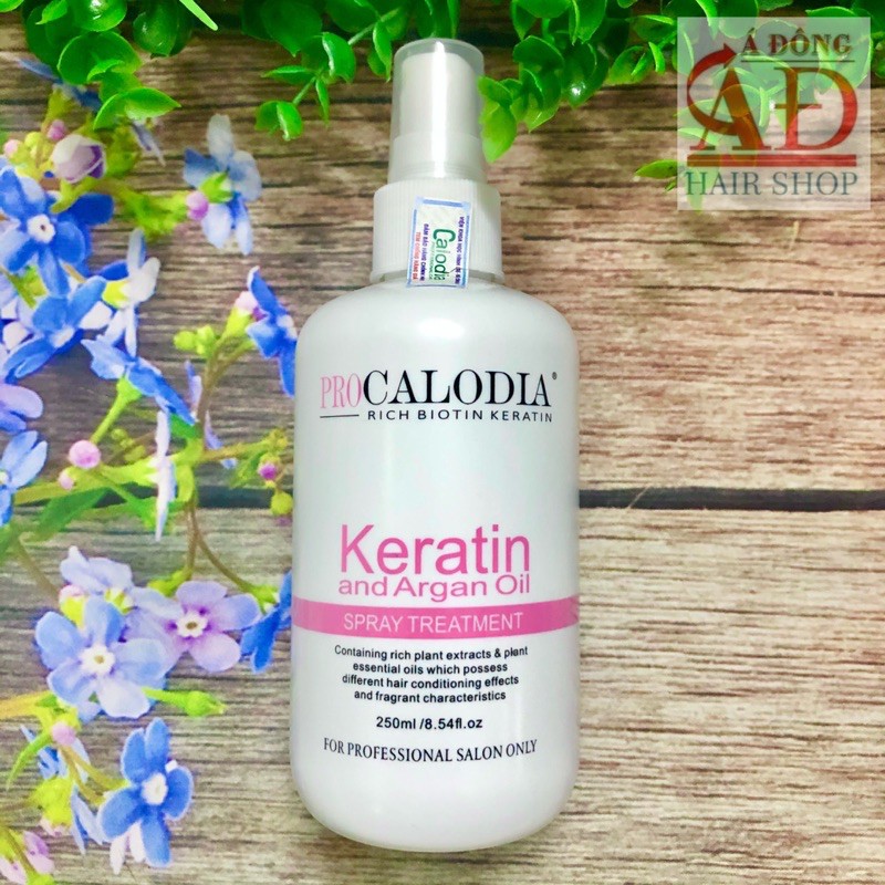 [+Tặng mũ trùm] XỊT DƯỠNG TÓC PRO CALODIA KERATIN SPRAY SIÊU MỀM MƯỢT 250ML