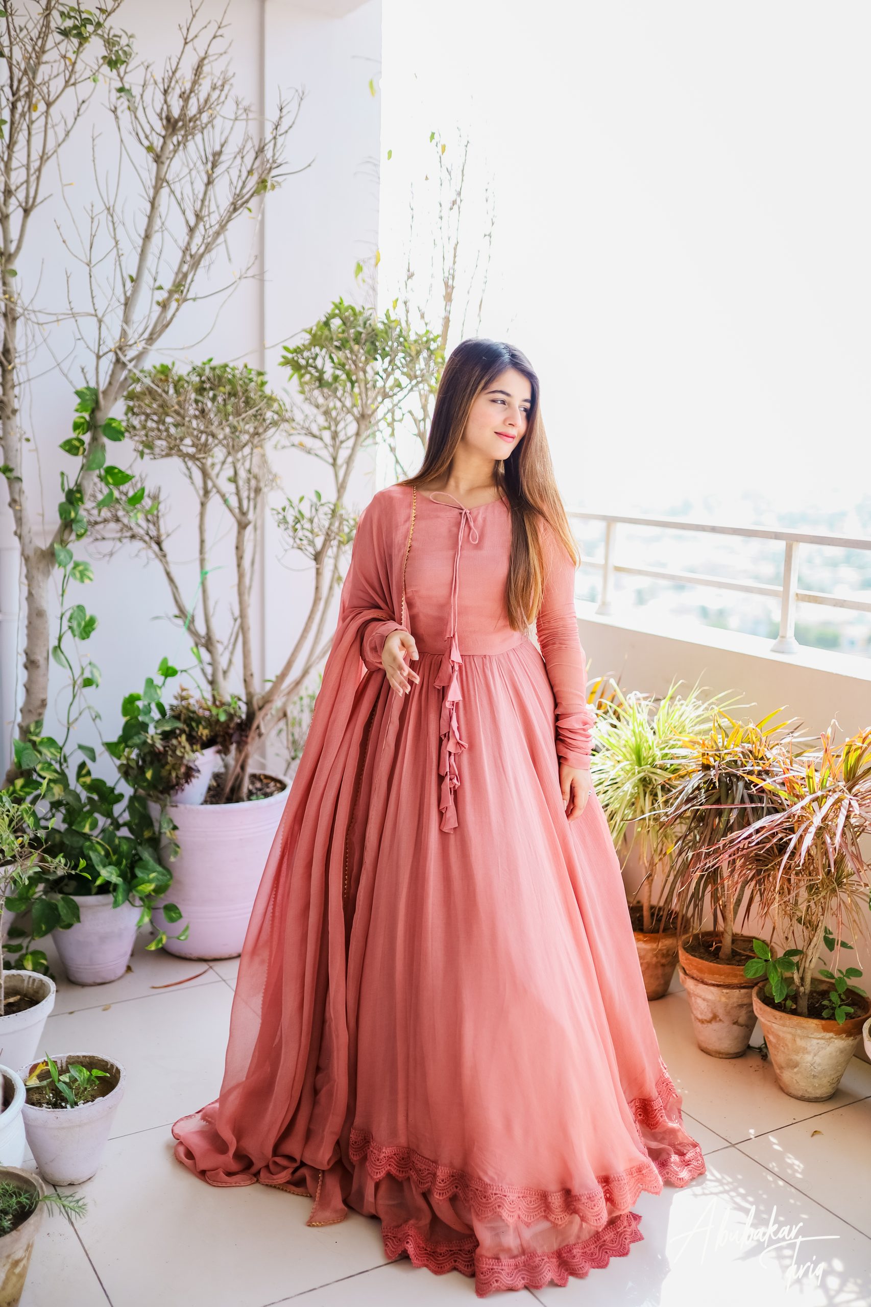 Stithced Stylish Long Frock for Women with Fancy Flair 3-Piece(Maxi+Trouser+Dupatta) - Party Wear Frocks for Women| Eid Collection For Women and Girls|Wedding Wear Dress For Girls (Top Trending Dress By Firangi). 