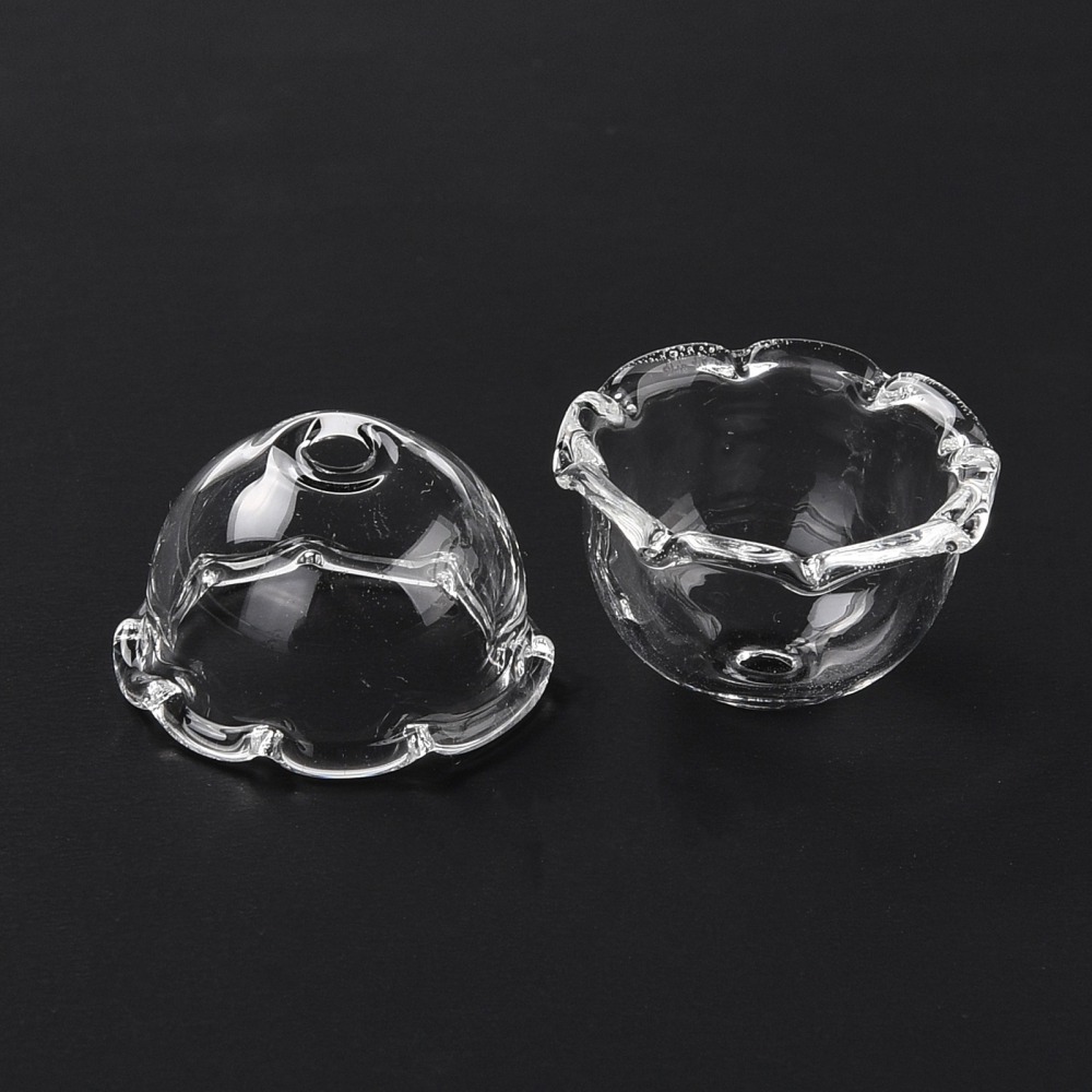 10pc Glass Bead Cone for Wind Chimes Making Multi-Petal Flower Clear 21x13mm Hole: 2mm