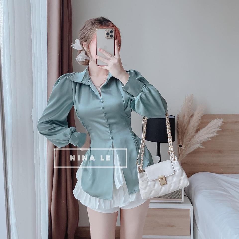 Áo kiểu sơmi chất satin siêu đẹp