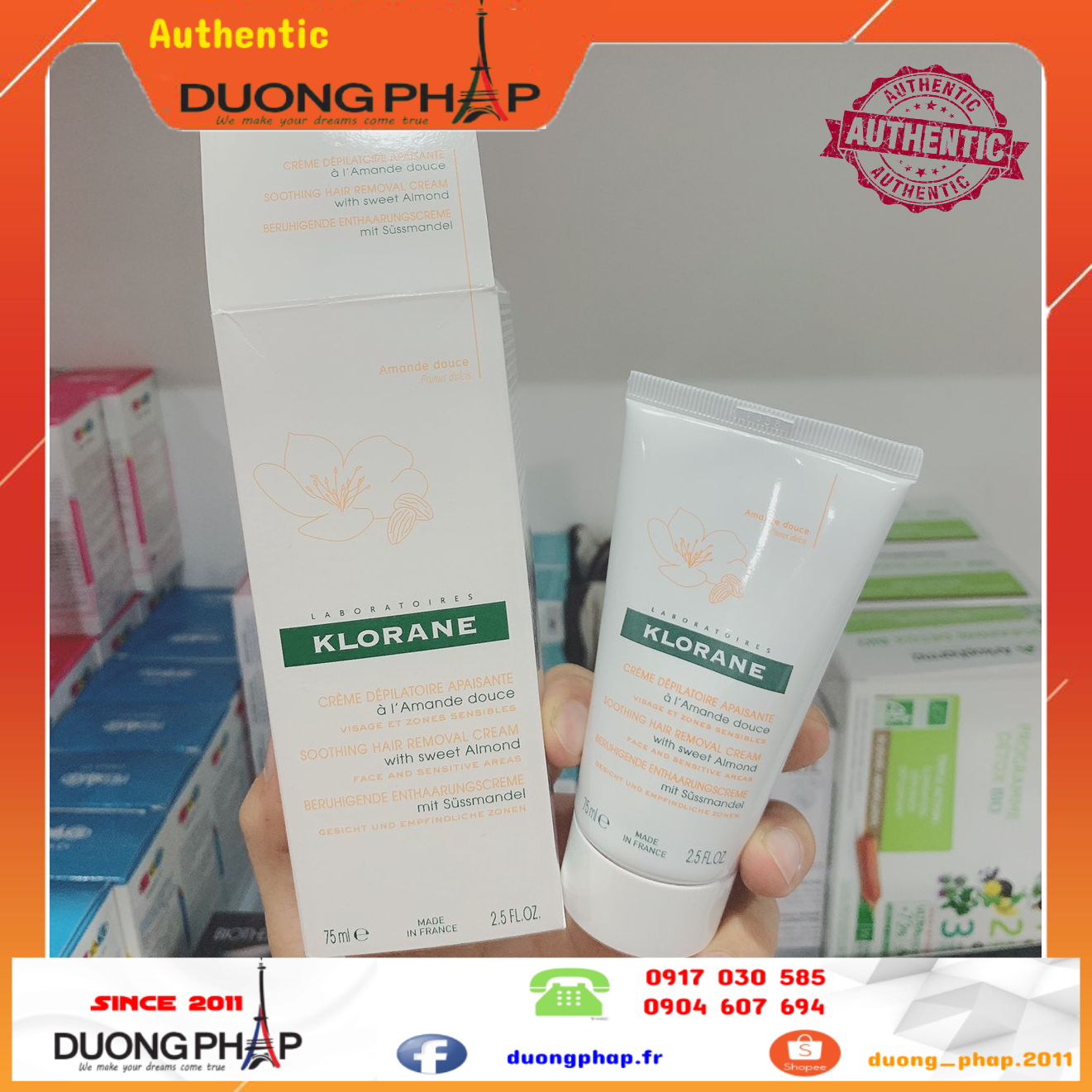 Kem tẩy lông Klorane 75ml dành cho da nhạy cảm