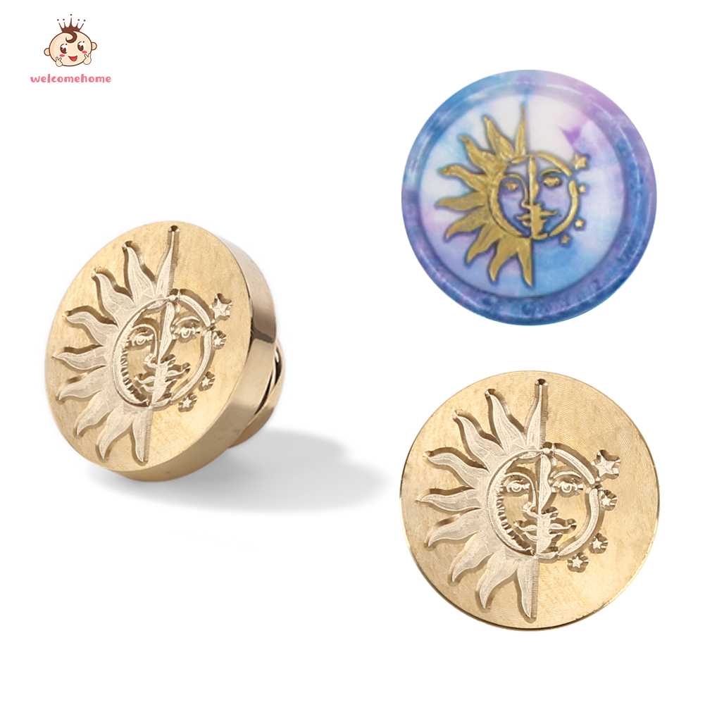 welcomehome Wax Seal Stamp Vintage Round Star Moon Sealing Wax Dedicated Copper Head
