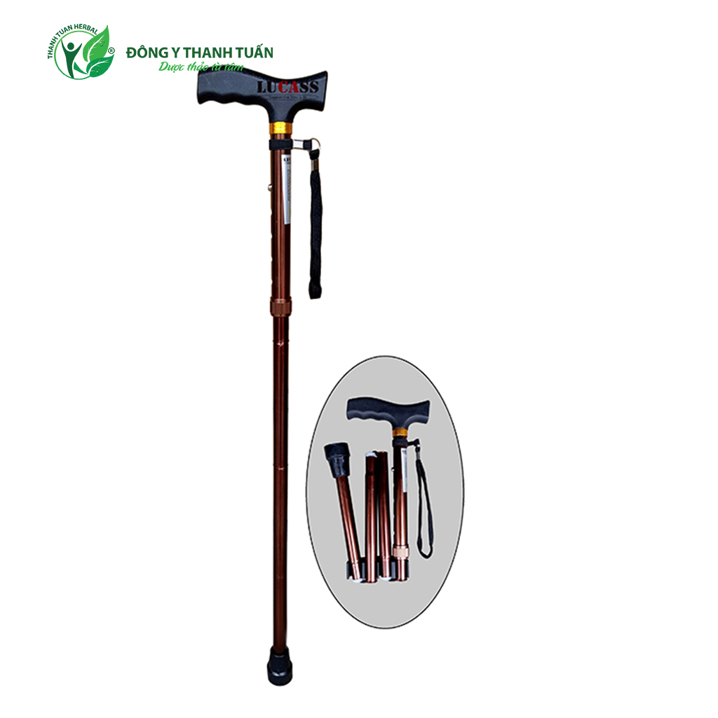 Gậy Lucass Y-27/Y590, Gậy gấp gọn 4 khúc có điều chỉnh chiều cao, hợp kim nhôm tiện dụng cho người già, người đi lại khó khăn tiện gấp gọn cần tay