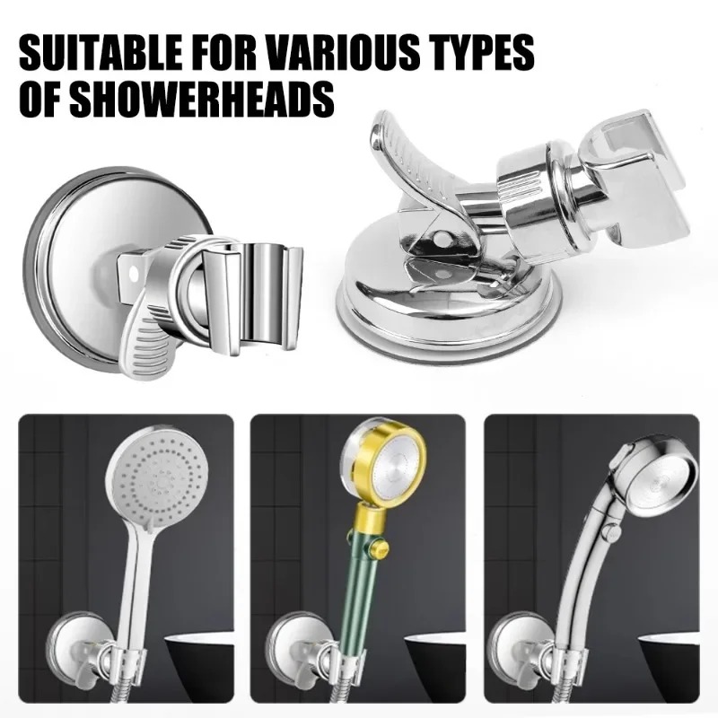 No Punching Adjustable Shower Head Bracket Bathroom Powerful Vacuum Suction Cup Shower Rack Bathroom Accessories