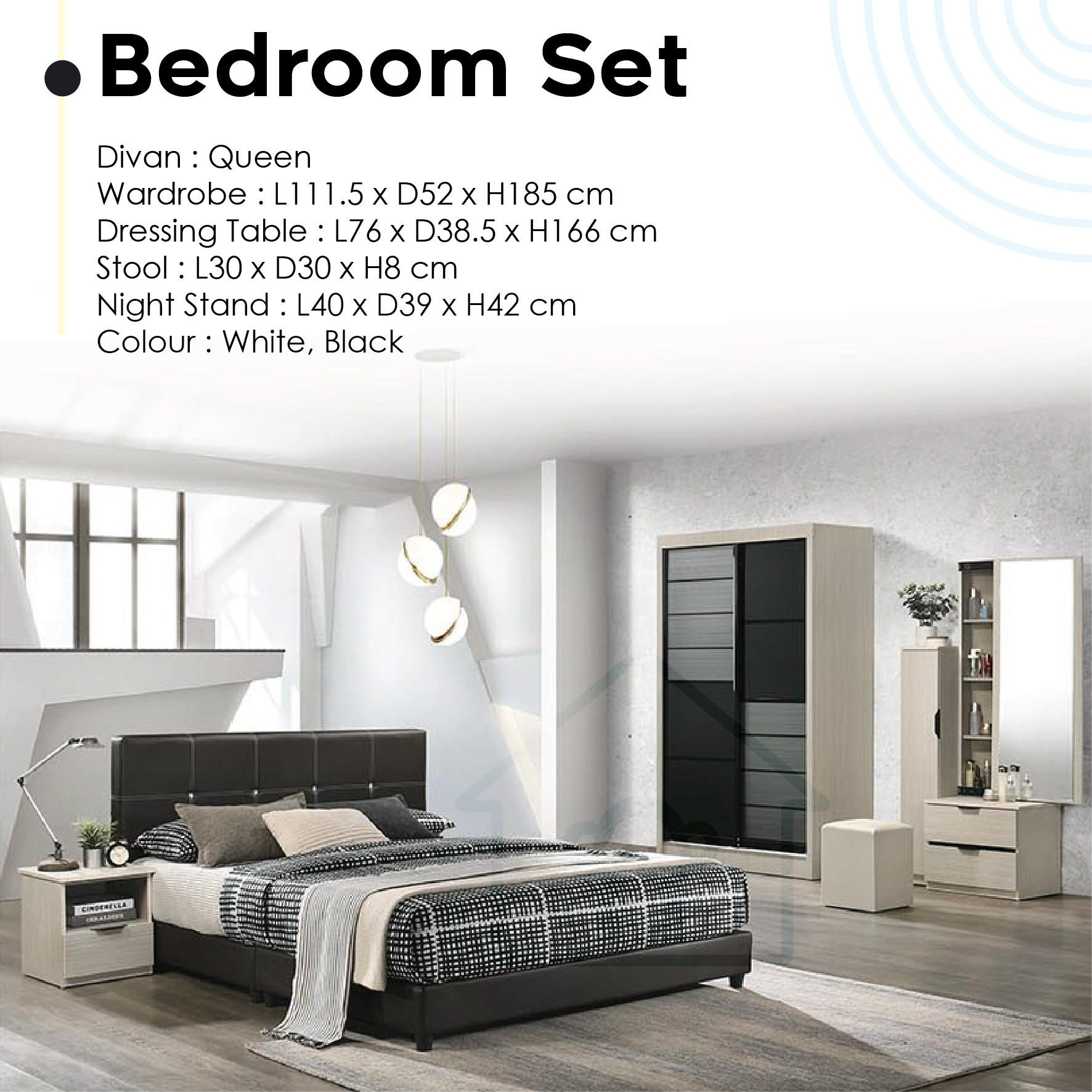 bedroom set / new modern bedroom furniture / wardrobe / bedframe / bed with mattress / room set / bedroom furniture