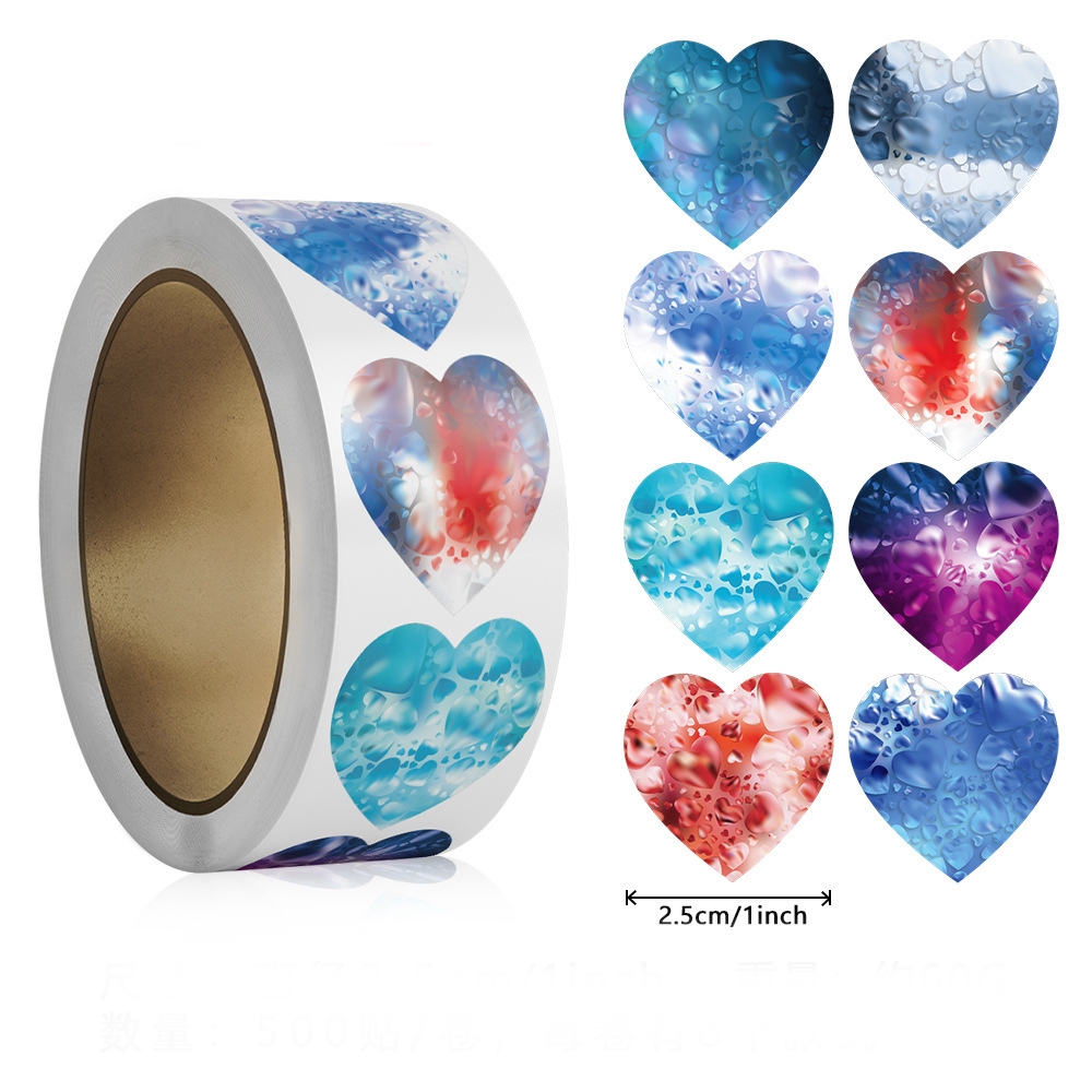 （Super Fun）500pcs Wedding Birthday Party Sticker 1inch Envelope Sealing Heart Shaped Envelope Sticker Wedding Greeting Party Label