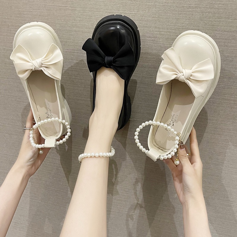 Giày Lolita Nữ Quai Ngọc Mũi Nơ, giày búp bê nữ phong cách hàn quốc mã HV68 - lùi 1 size vì form rộng