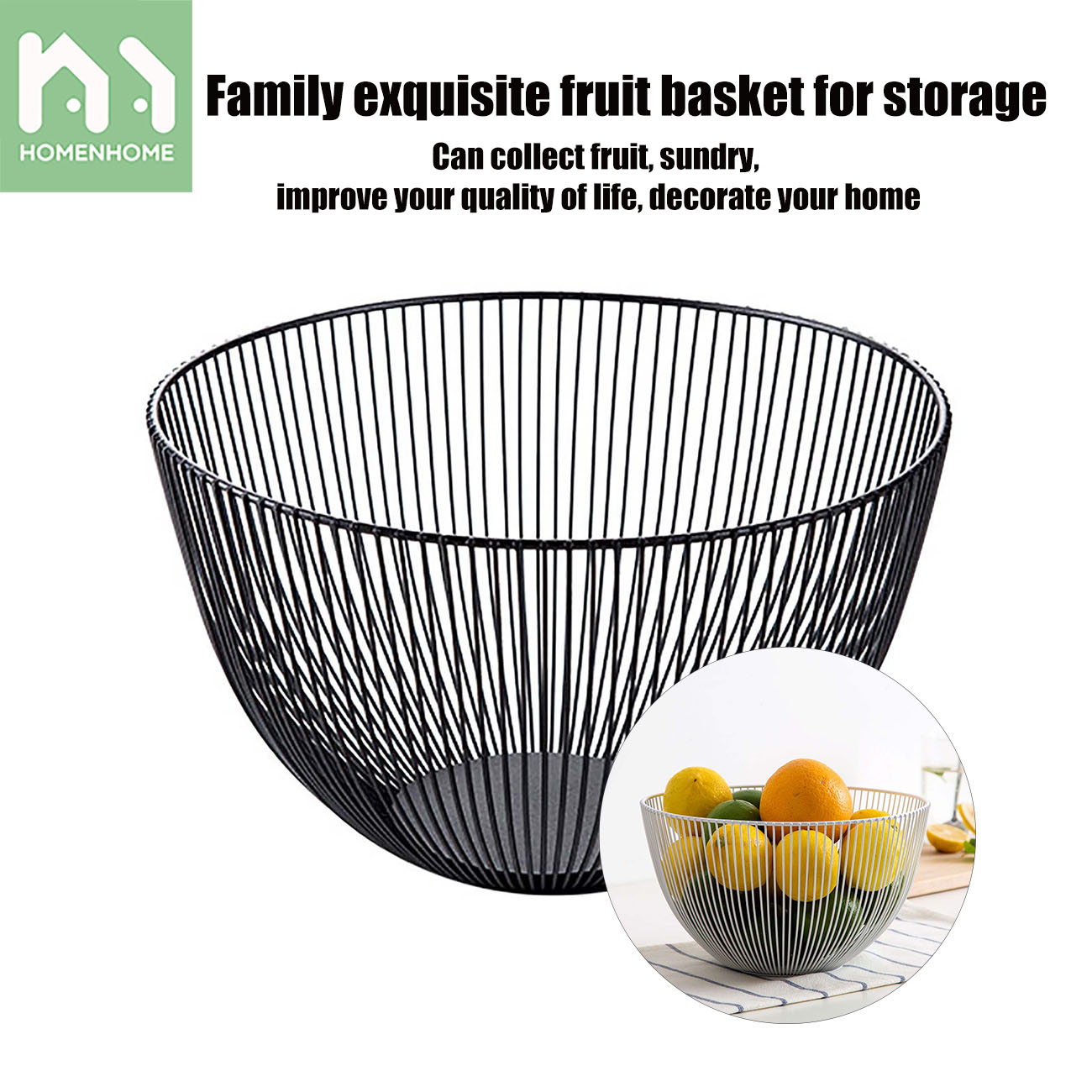 Homenhome Metal Fruit Basket Cookie Candy Iron Holder Bowl Kitchen Organizers