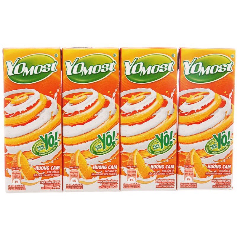 Lốc 4 hộp sữa chua lên men Yomost 170ml 2 mùi