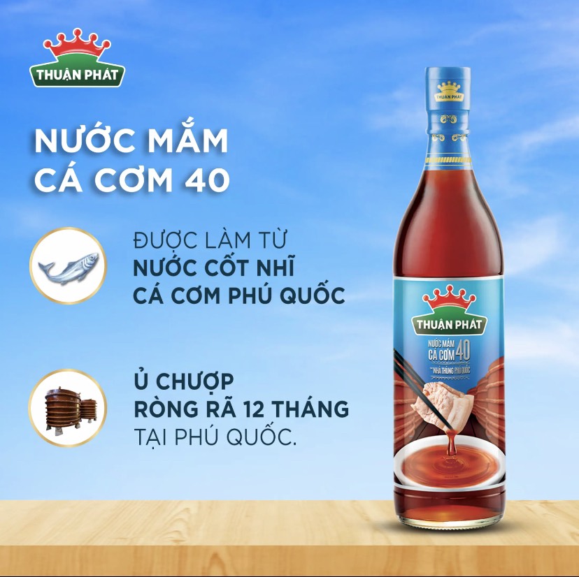 Nước mắm cá cơm Thuận Phát 40 độ đạm 610ml - Từ nước cốt nhĩ cá cơm Phú Quốc