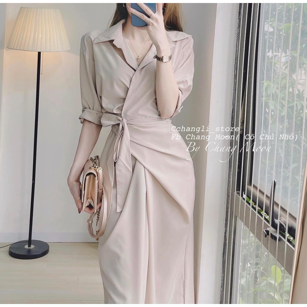 ĐẦM SƠ MI XOẮN EO