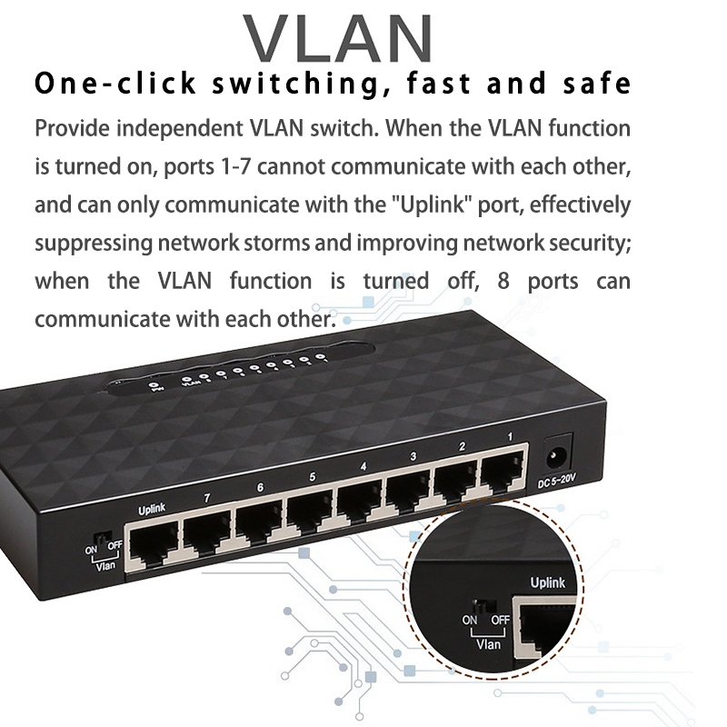 8 Port Gigabit Network Switch 1000Mbps Gigabit Ethernet Network Switch Lan Hub Ethernet Smart Switcher EU Plug