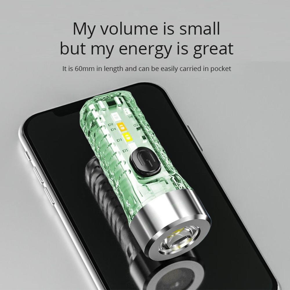 Đèn pin cầm tay siêu sáng móc treo đèn không thấm nước Mini Đèn Pin Cắm trại Có thể sạc qua USB 8 chế độ 3 bánh răng cho trường hợp khẩn cấp ngoài trời