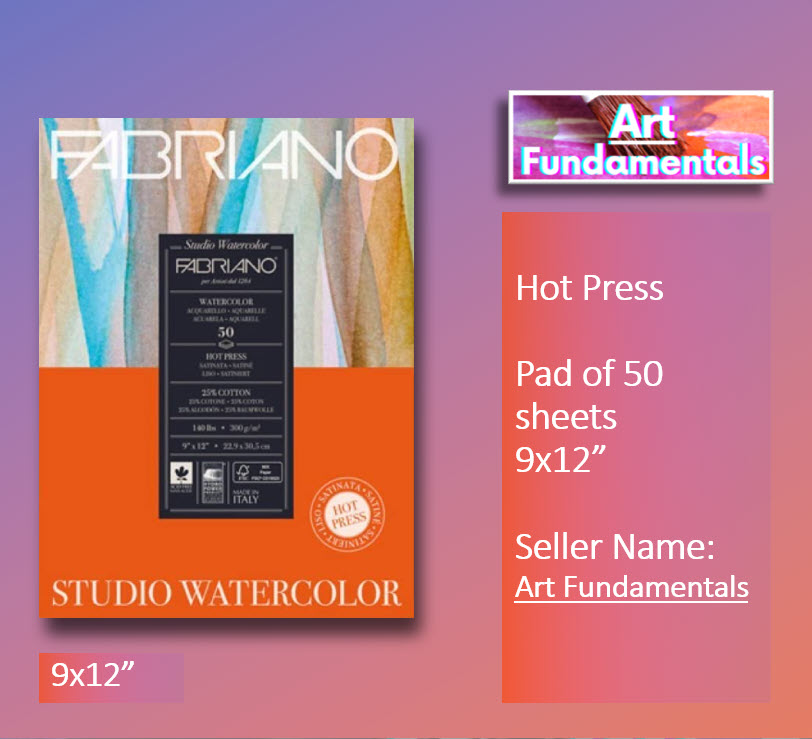 Fabriano Studio Watercolour Pad 8x10 12/Shteets