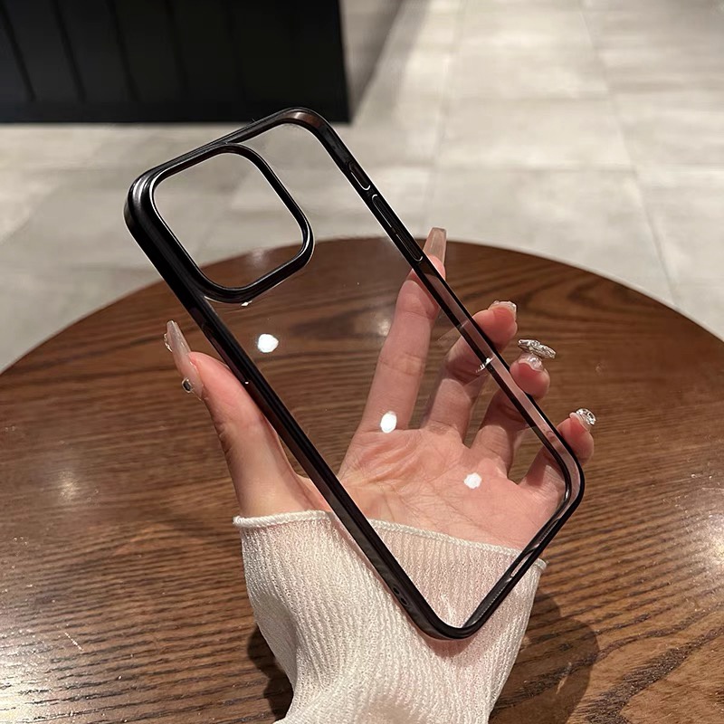 【Matte electroplating/transparent hard case/Titan grey】compatible for iPhone 12 13 14 15 pro max case