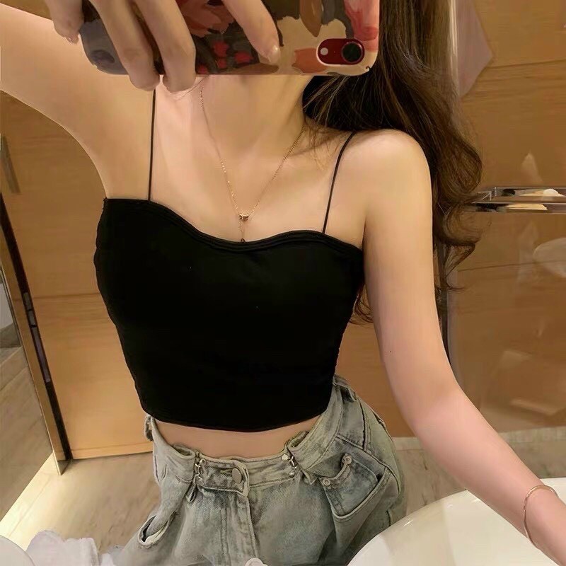 Áo 2 dây sợi bún siêu mảnh có đệm ngực Ulzzang
