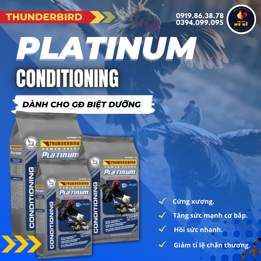 Thức ăn gà đá Thunderbird Platinum tăng cơ bắp - túi 1kg