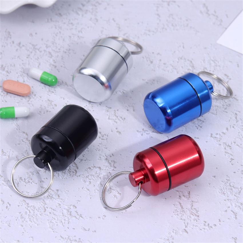 Mini Waterproof Metal Alloy Pill Box Case Bottle Cache Dr-ug Holder Container Keychain Medicine Box He-alth Care For Travel