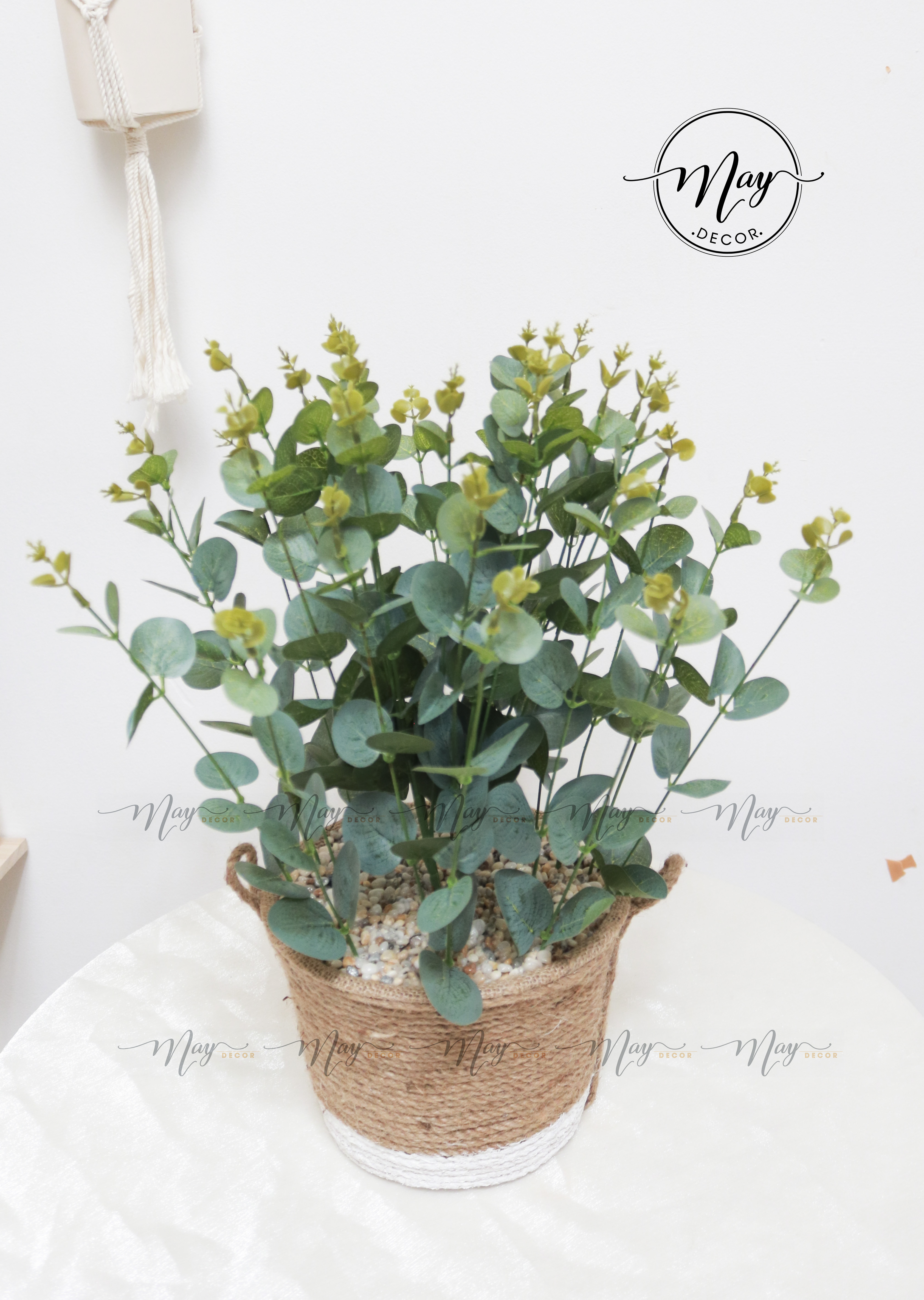 Cây giả - Chậu cây lá táo giả cao cấp cao 47cm
