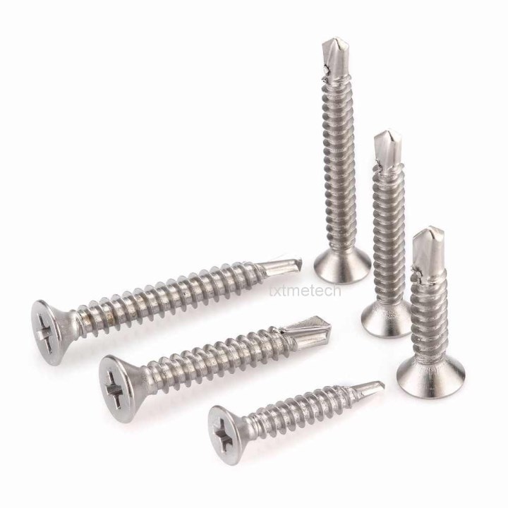 Vít tự khoan inox 410 đầu bằng M4 (100 con)