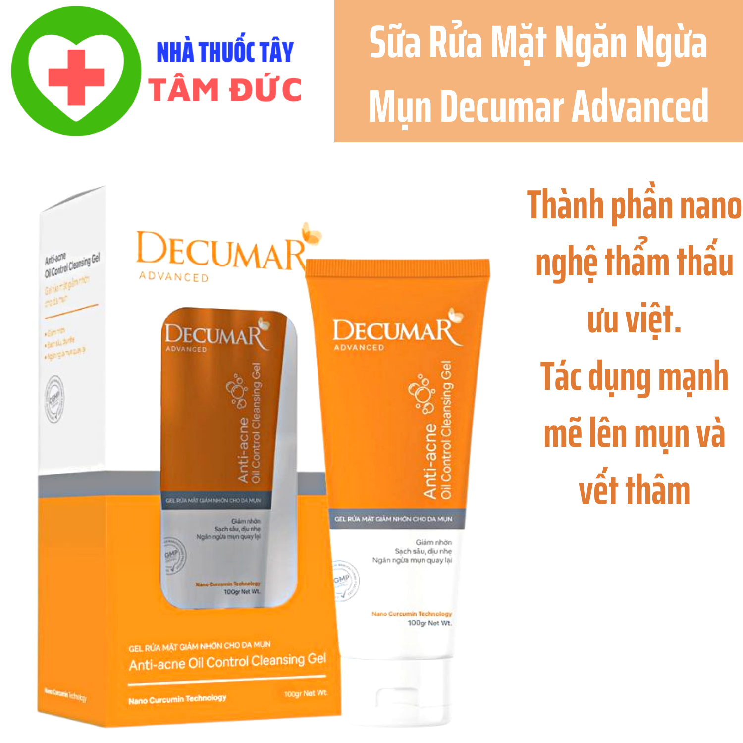 DECUMAR CLEANSING ɡel [Tuýp 50g / 100g] - ɡel rửa mặt Decumar Advanced Cleanser sạch nhờn, ngừa mụn