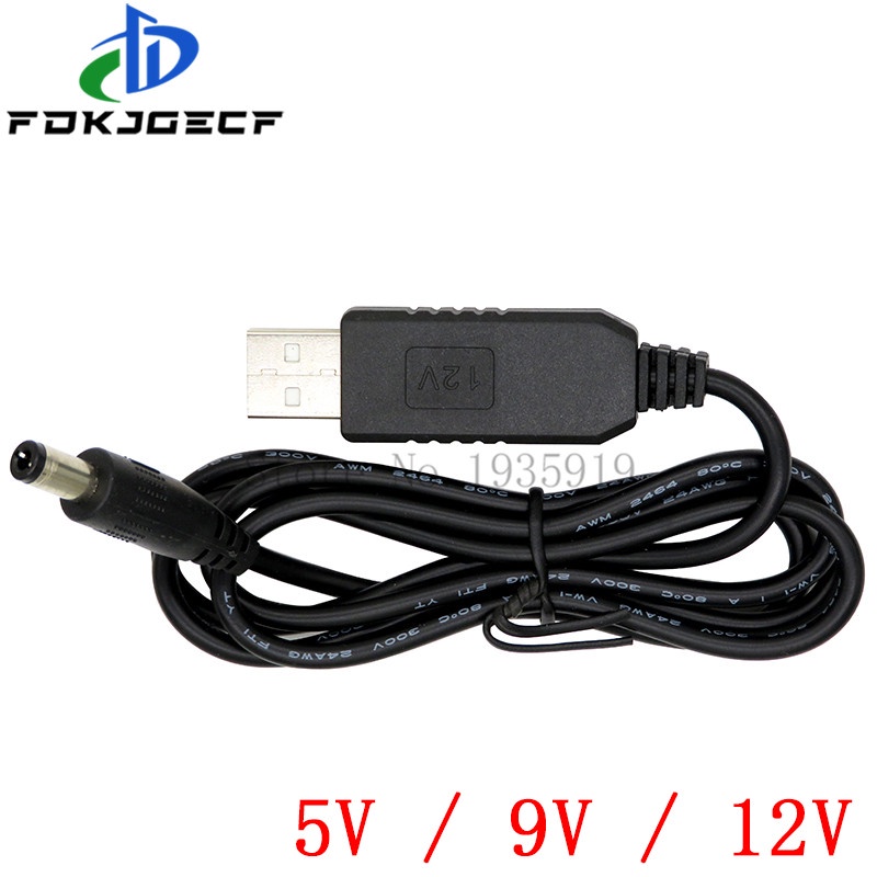 Usb power boost line dc 5v to dc 9v / 12v step up module usb converter adapter cable 2.1x5.5mm plug integrated circuit
