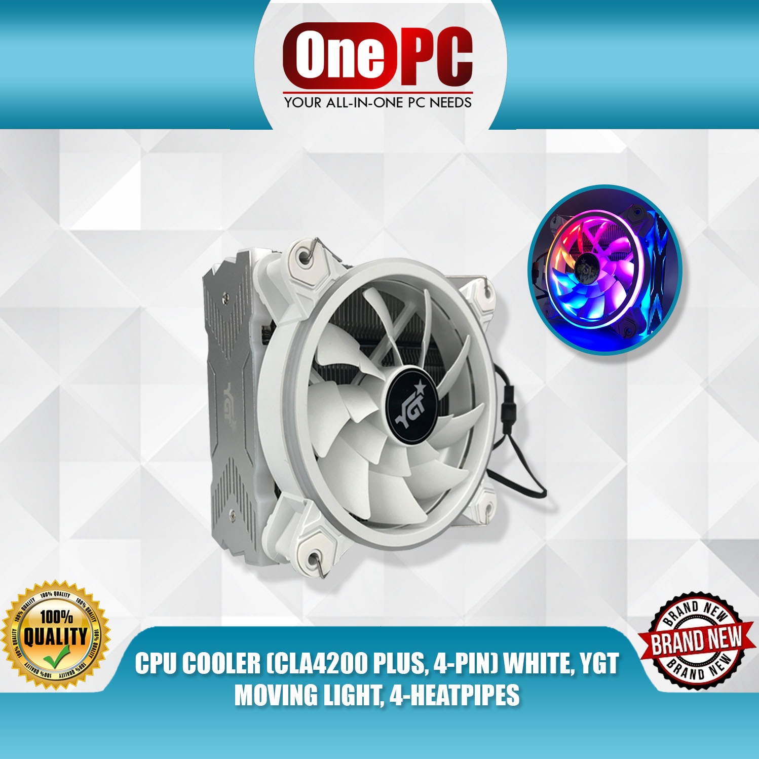 Ygt Moving Light 4-Heatpipes Cpu Cooler 