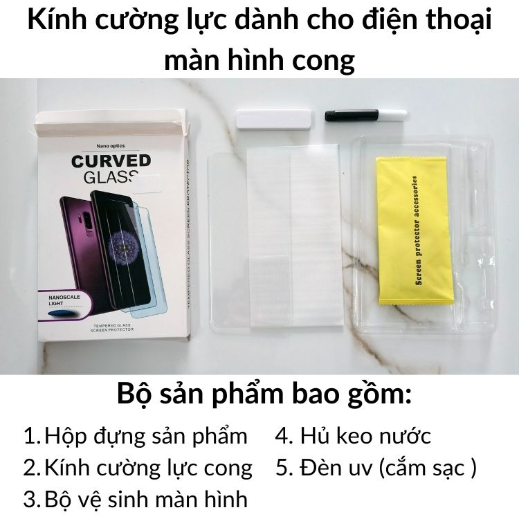 Kính cường lực Samsung Note 8 / Note 9 / Note 10 / Note 10Plus /Note 20 / Note 20 Ultra– Mỏng, độ cứng 9H, full keo UV