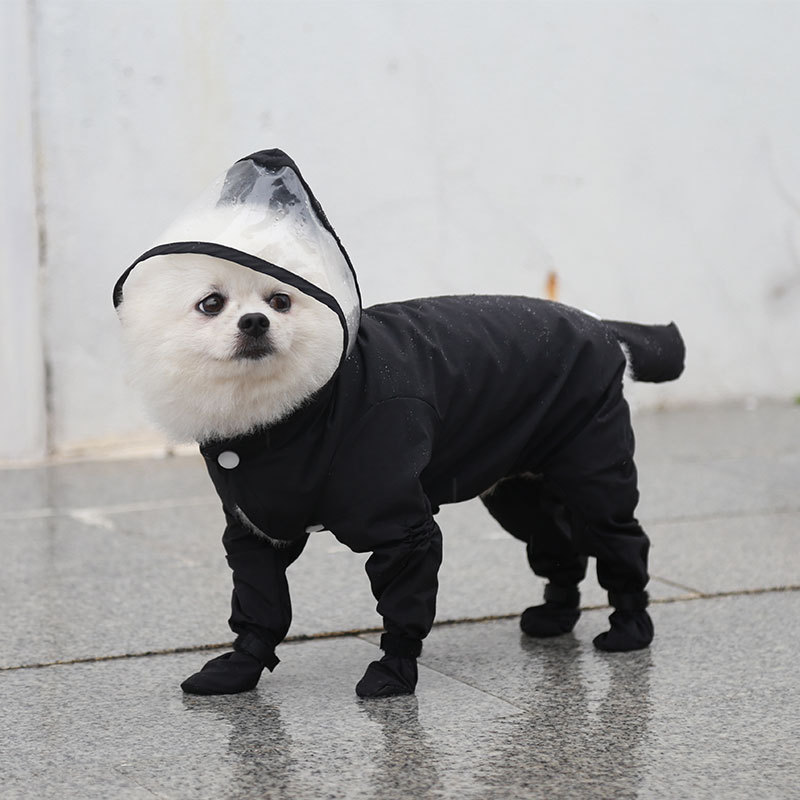 Tractionable small dog four-legged raincoat waterproof all-inclusive even-legged small dog Bichon Teddy pet rainy day clothes