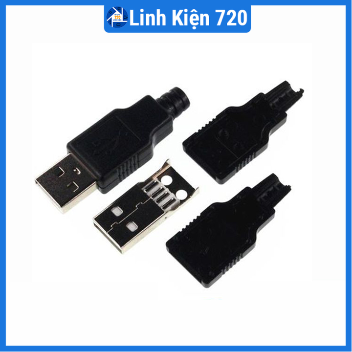 Combo 5 đầu jack cổng usb A đực 4P + vỏ