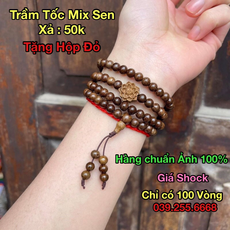 Chuỗi vòng trầm mix sen giá sỉ