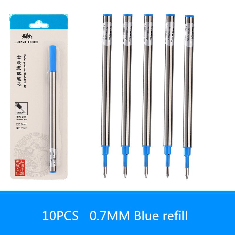 10pcs set ballpoint pen refill jinhao standard black and blue ink rollerball pen refill 0.5mm 0.7mm office school accessories