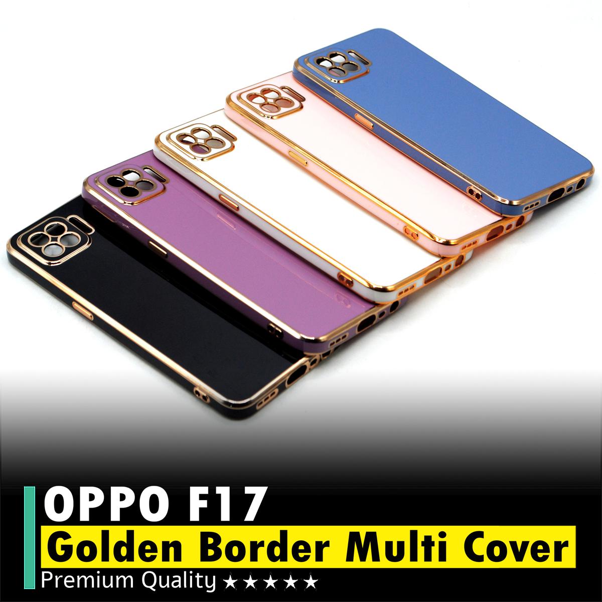 Oppo F17 Back Cover Soft Multi Golden Border Camera Protection