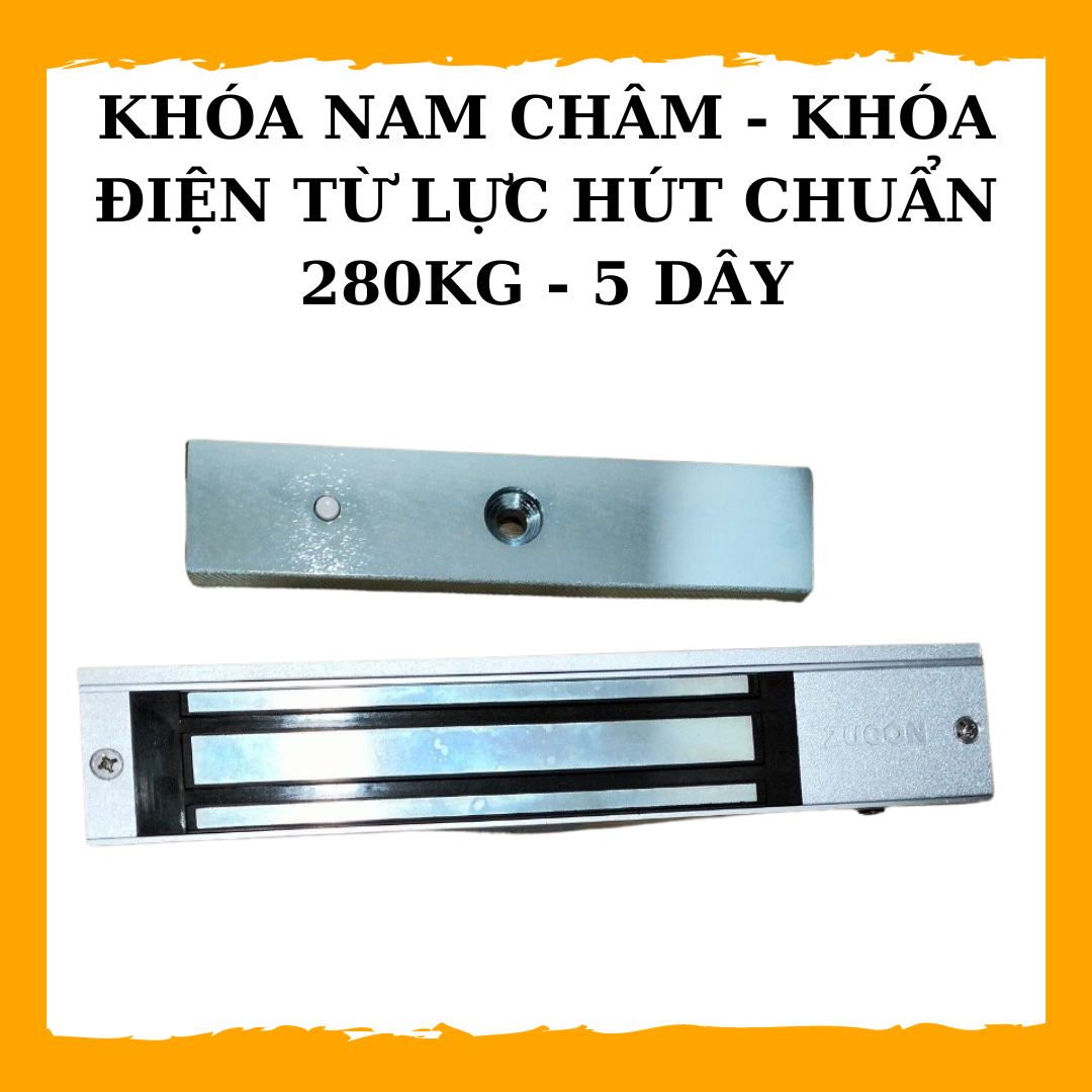 Khóa điện từ 12v/ 24v, khóa nam châm lưc hút chuẩn 280kg - loại 5 dây - bảo hành 1 năm
