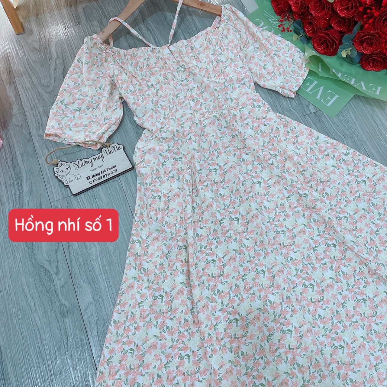 Maxi hoa nhí đính ngọc (hình thật +video)