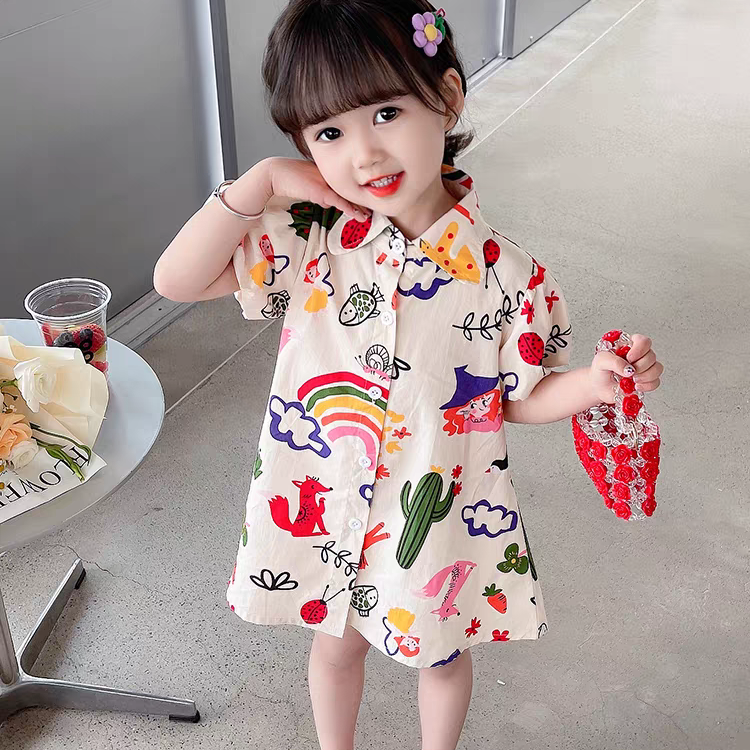 ALENA váy hè cho bé gái đầm công chúa bé gái Đầm bé gái mùa hè in hình Hàn Quốc Đầm trẻ em mùa hè Đầm công chúa hợp thời trang