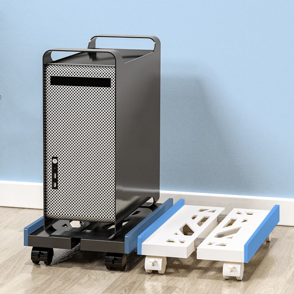 Space Saving Telescopic Computer Host Bracket Castor Wheels Ventilated ...