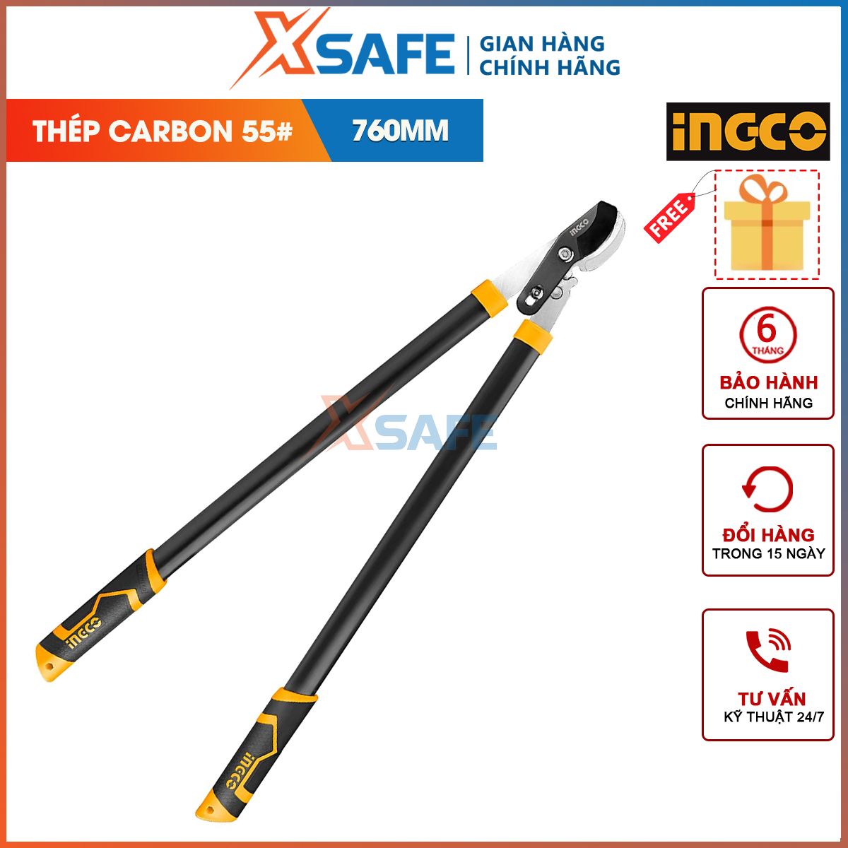 Branches plus force ingco 760mm, carbon steel heat treatment, anti-rust coating, pliers cut plus force-genuine-xsafe