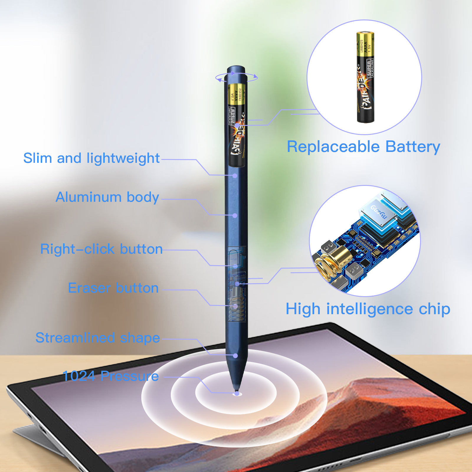 Stylus Pen for Microsoft Surface Pro X/9/8/7/6/5/4/3/Book 2/Laptop 5 4 3 2/Studio/MicrSurface 3/go 2 3 Magnetic Palm Rejection. 