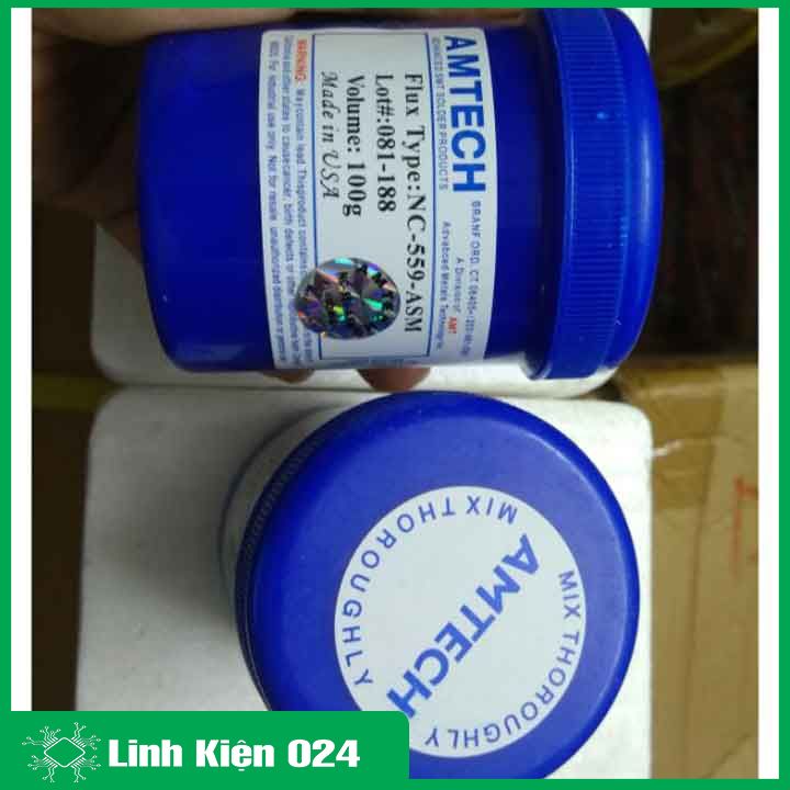Mỡ hàn Amtech NC-559-ASM mỡ trắng lọ màu xanh cao cấp