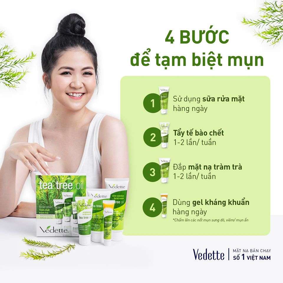 Mặt nạ đất sét Vedette tinh dầu tràm trà (Tea Tree Oil) 80ml MNDS-TT-TT0080