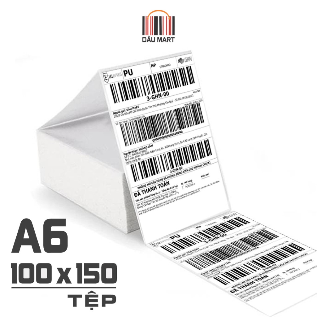 [HCM]Tệp 500 Tờ Giấy A6 in đơn hàng TMĐT cho máy in Rongta RP421 – Abit Q900 – HPRT N41 – Xprinter XP DT108B Size 100x150mm 10x15CM