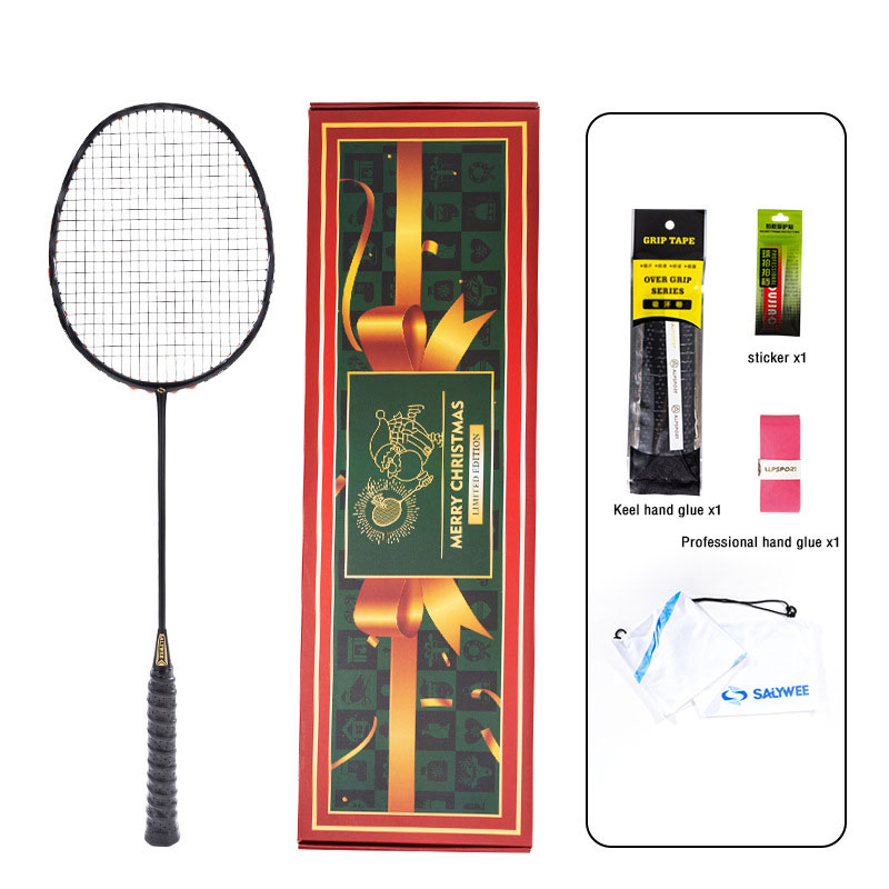Christmas badminton racket 5U ultra light high pound full carbon with shock absorbing nails for men's and women's professional competitions