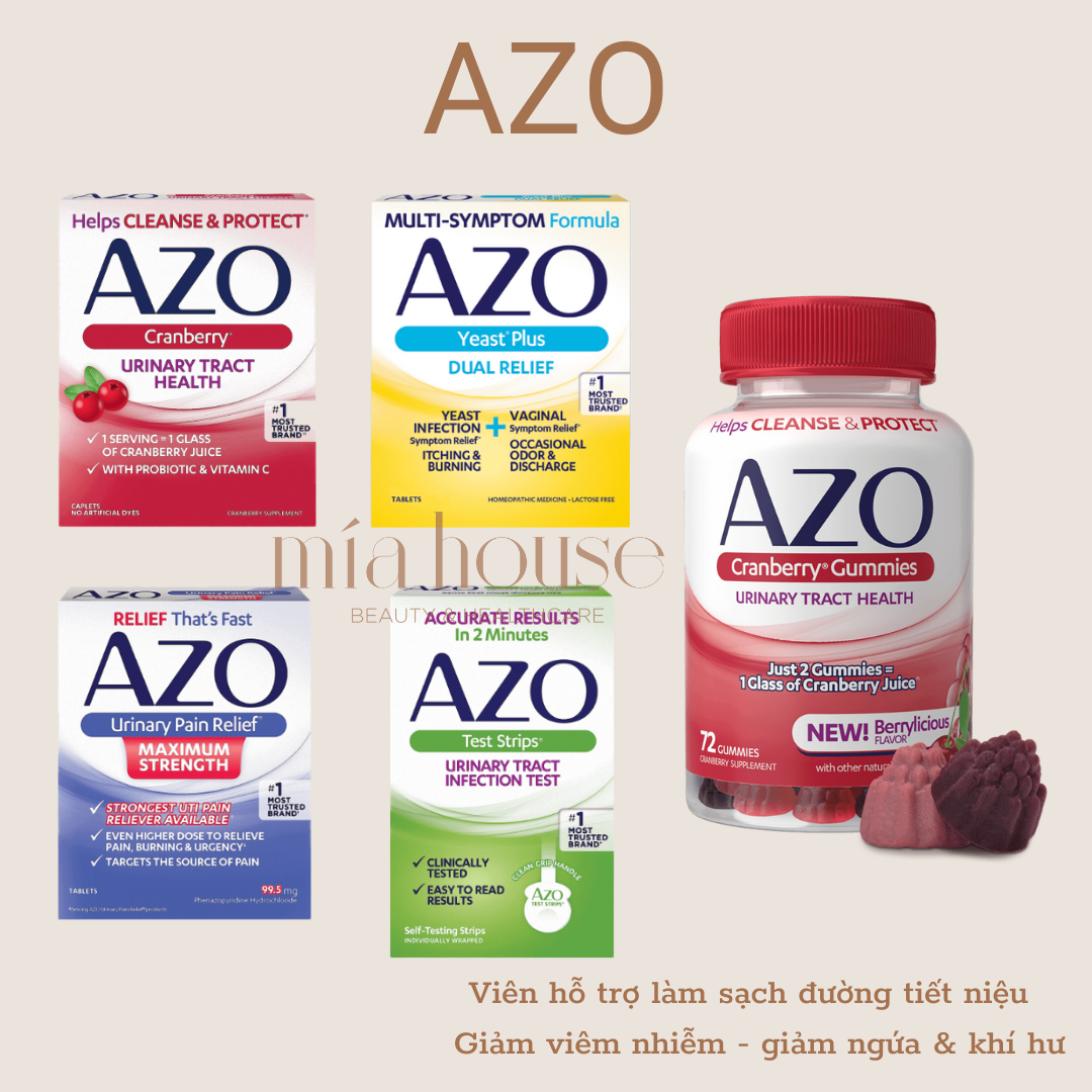 Viên uống kẹo AZO dành cho đường tiết niệu, phụ khoa nam, nữ Mỹ