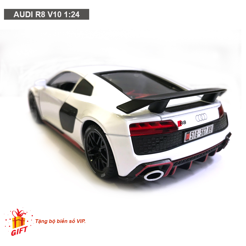 Mô hình xe ô tô Audi R8 V10 1:24 [TẶNG BIỂN VIP]