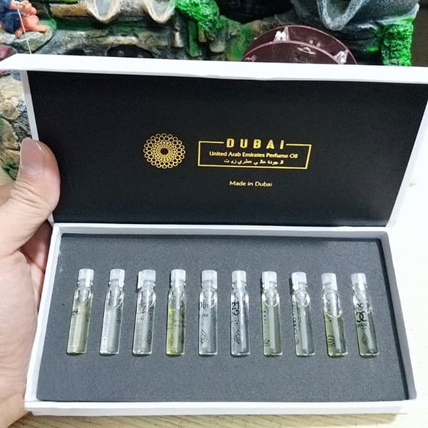 Combo 10 chai nước hoa tinh dầu dubai 2ml - sét 10 chai nước hoa dubai mini 10 mùi thơm dai cực lâu