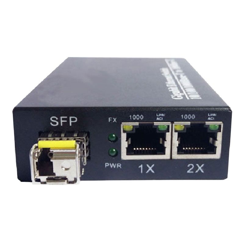 1pcs Gigabit media converter 1 sfp to 2 rj45 UTP with SFP module LC 5KM optical fiber ethernet for ip camera 10/100/1000M